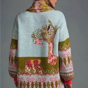 Anthropologie Multicolor Animal Scene Cardigan